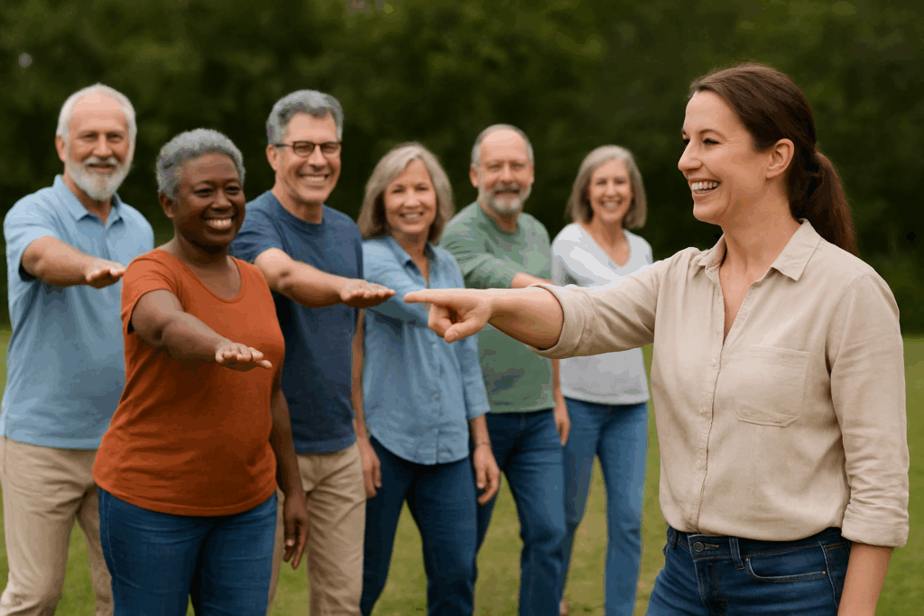 A group of people outside